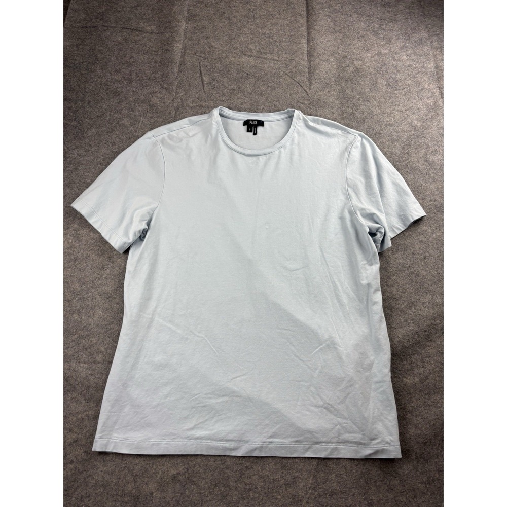Paige Mens L Cotton Blend Tee Jersey Shirt Blue Short Sleeve Basic Casual